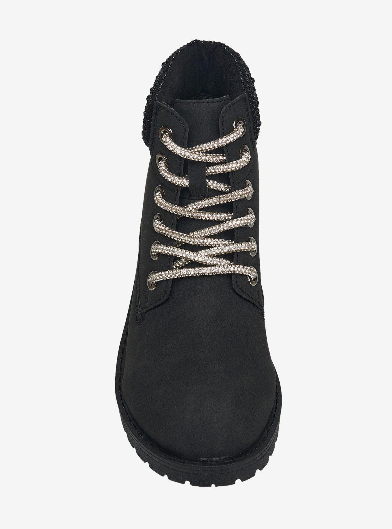 Faith Bling Lace Combat Boot Black, BLACK, alternate - view 4