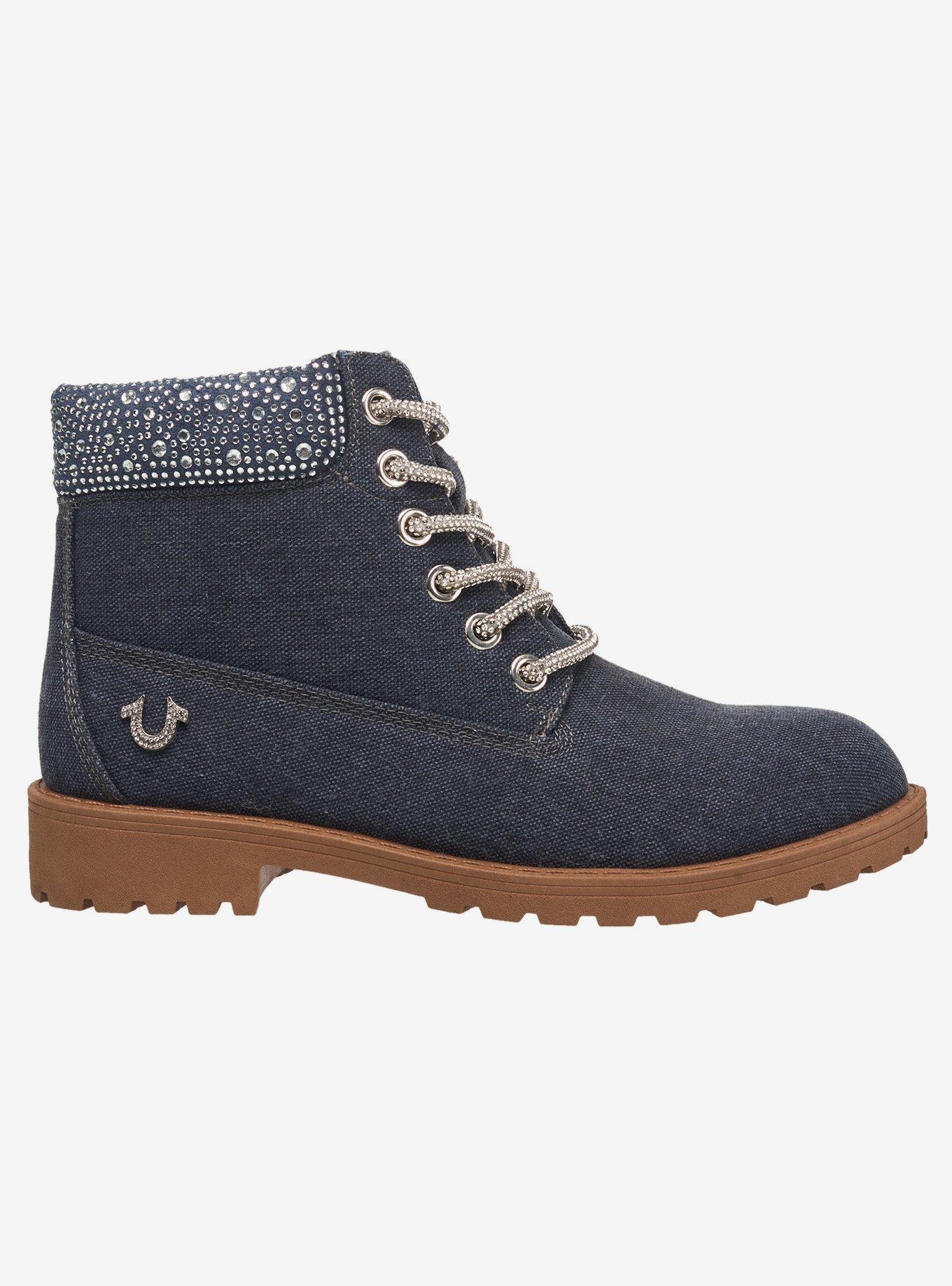 Faith Bling Lace Combat Boot Blue, BLUE, alternate - view 2