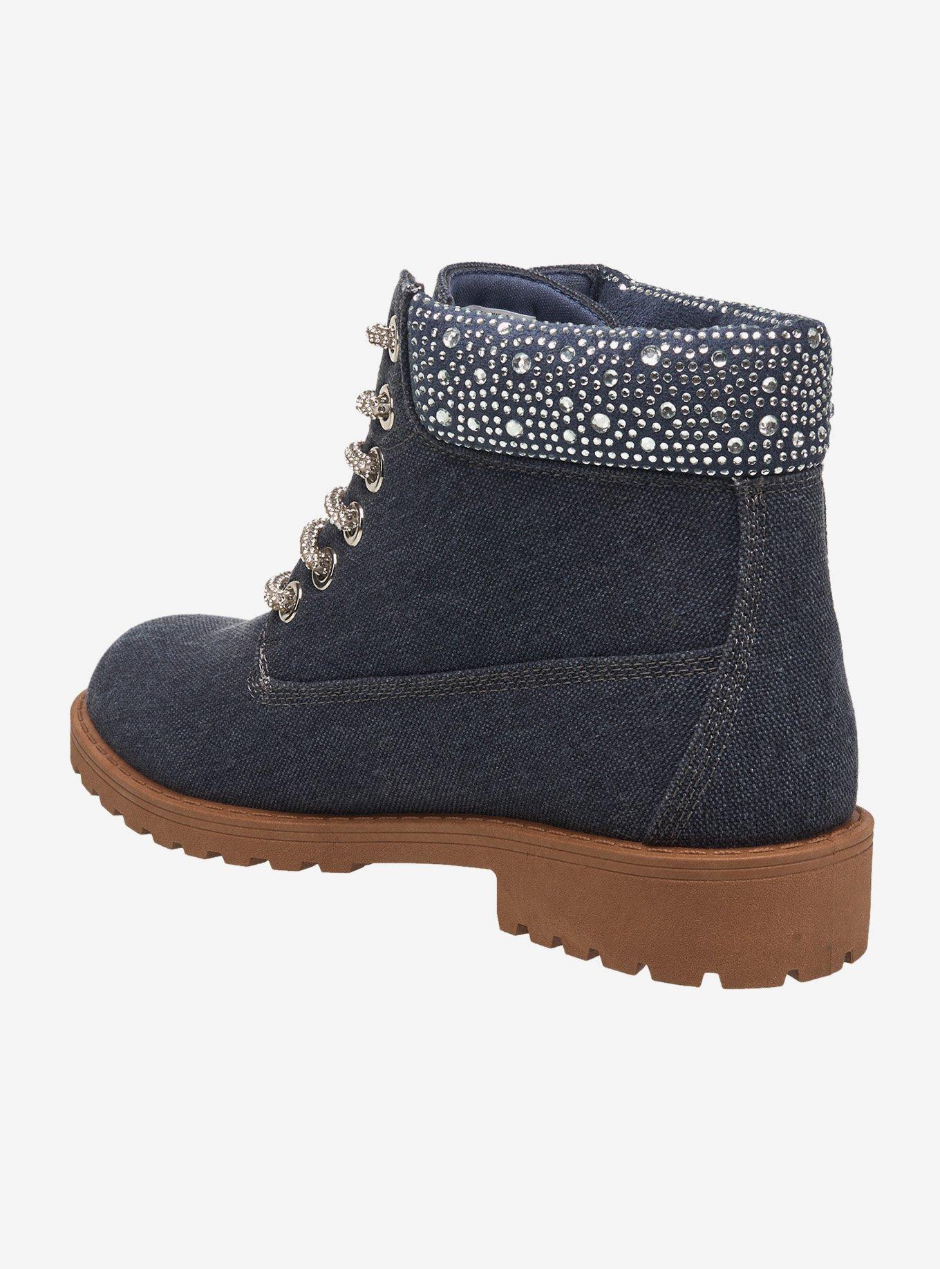 Faith Bling Lace Combat Boot Blue, BLUE, alternate - view 3