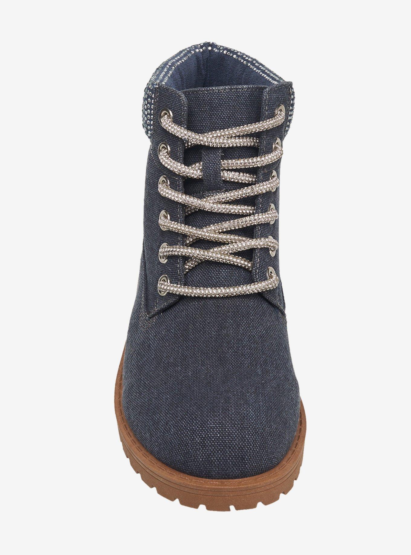 Faith Bling Lace Combat Boot Blue, BLUE, alternate - view 4