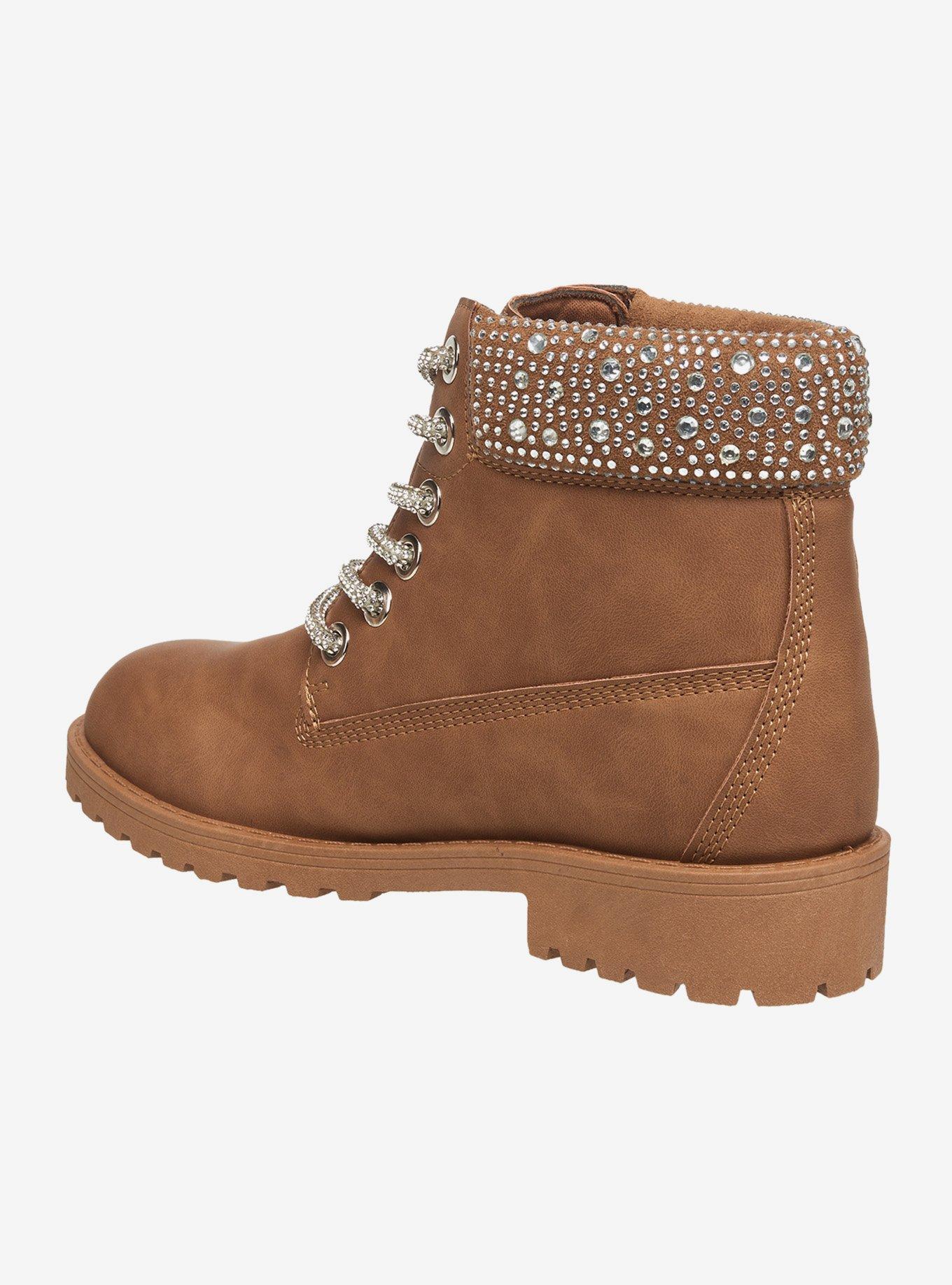 Faith Bling Lace Combat Boot Tan, BEIGE, alternate - view 3