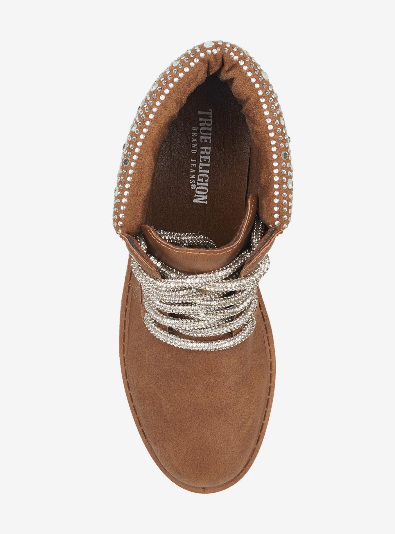Faith Bling Lace Combat Boot Tan, BEIGE, alternate - view 5