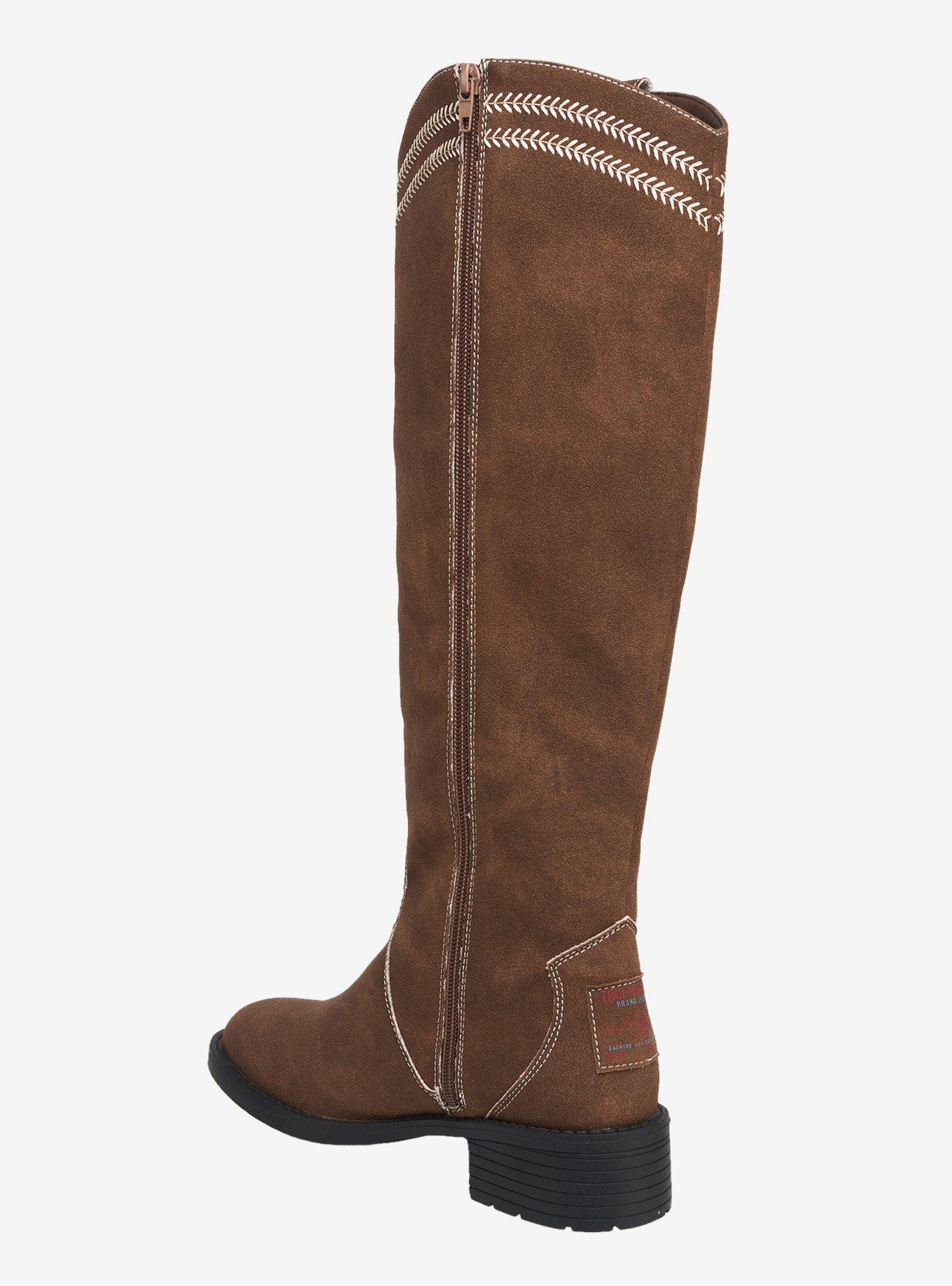 Sza Logo Knee High Cowboy Boot Brown, BROWN, alternate - view 3