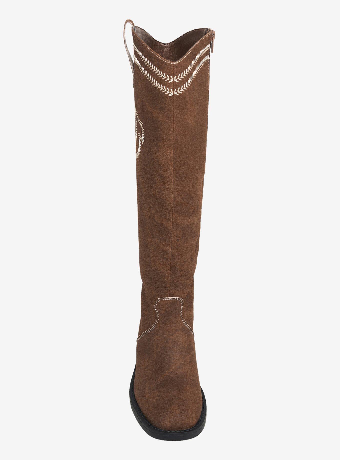 Sza Logo Knee High Cowboy Boot Brown, BROWN, alternate - view 4