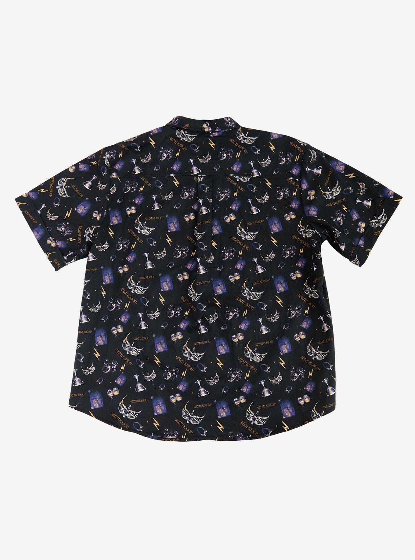 Harry Potter x Unique Vintage Plus Size Black & Purple Horcruxes Mens Shirt, BLACK, alternate - view 2