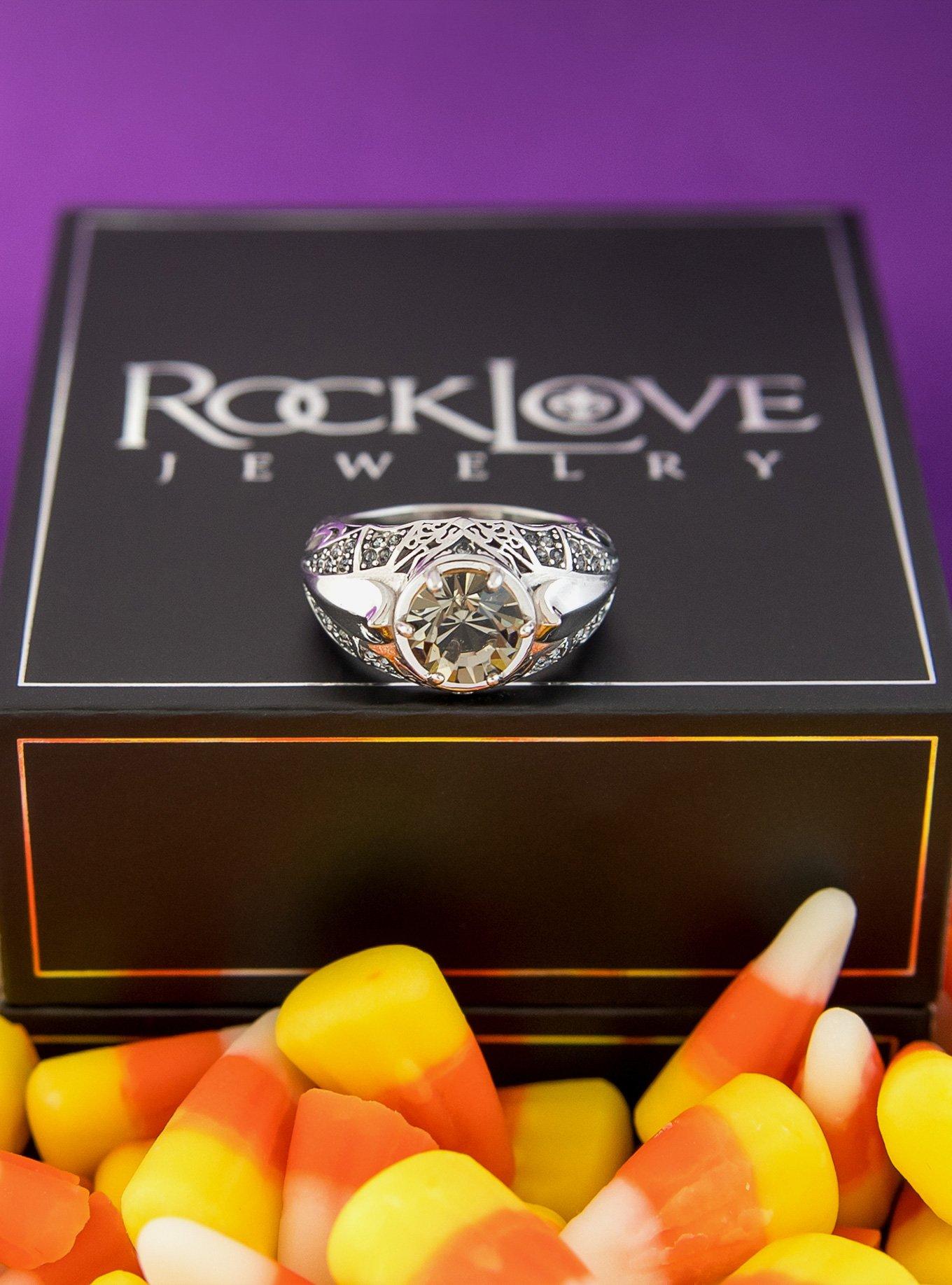 RockLove Boo-Tique Crystal Bat Ring, SILVER, alternate - view 4