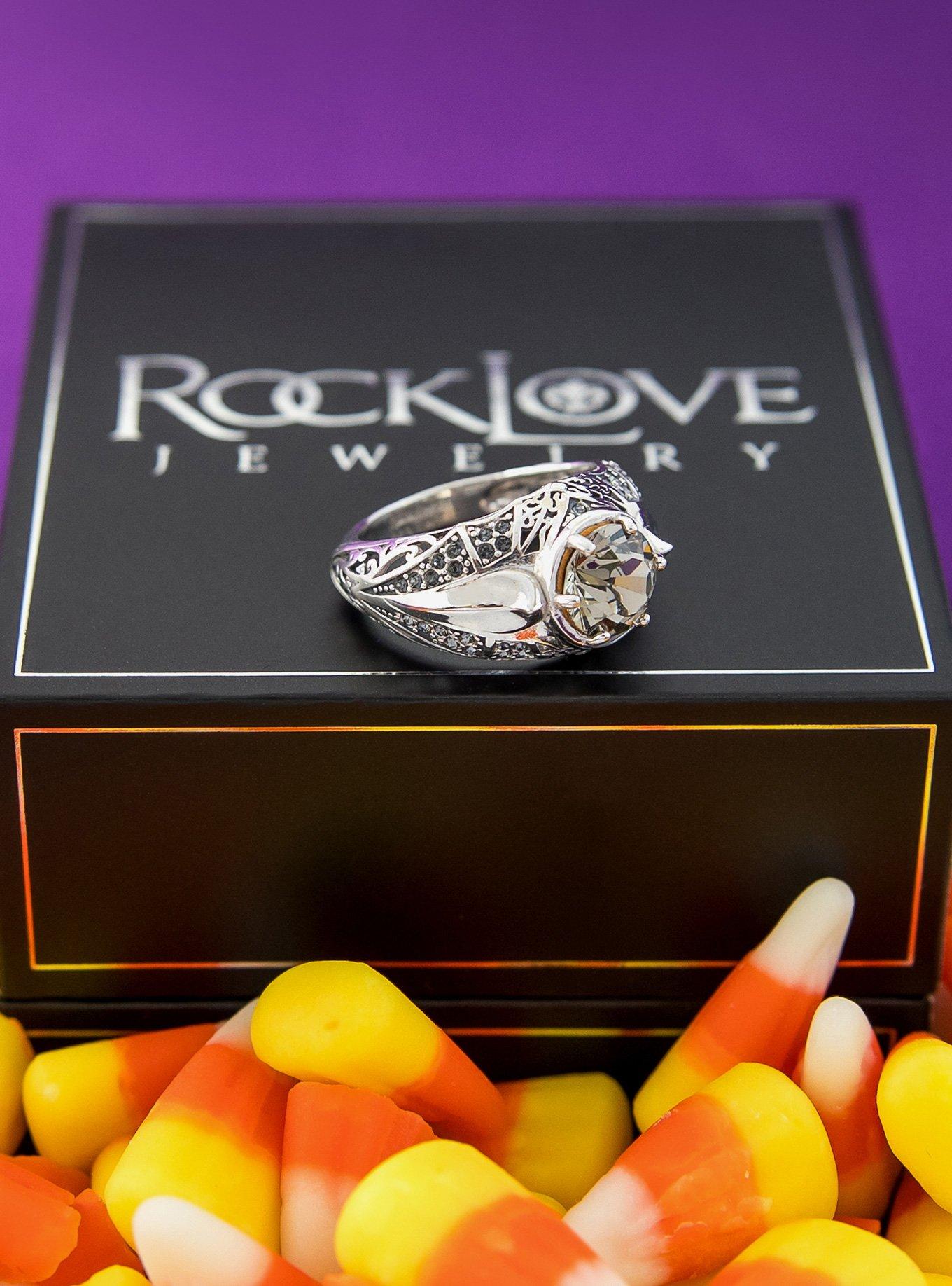 RockLove Boo-Tique Crystal Bat Ring, SILVER, alternate - view 5