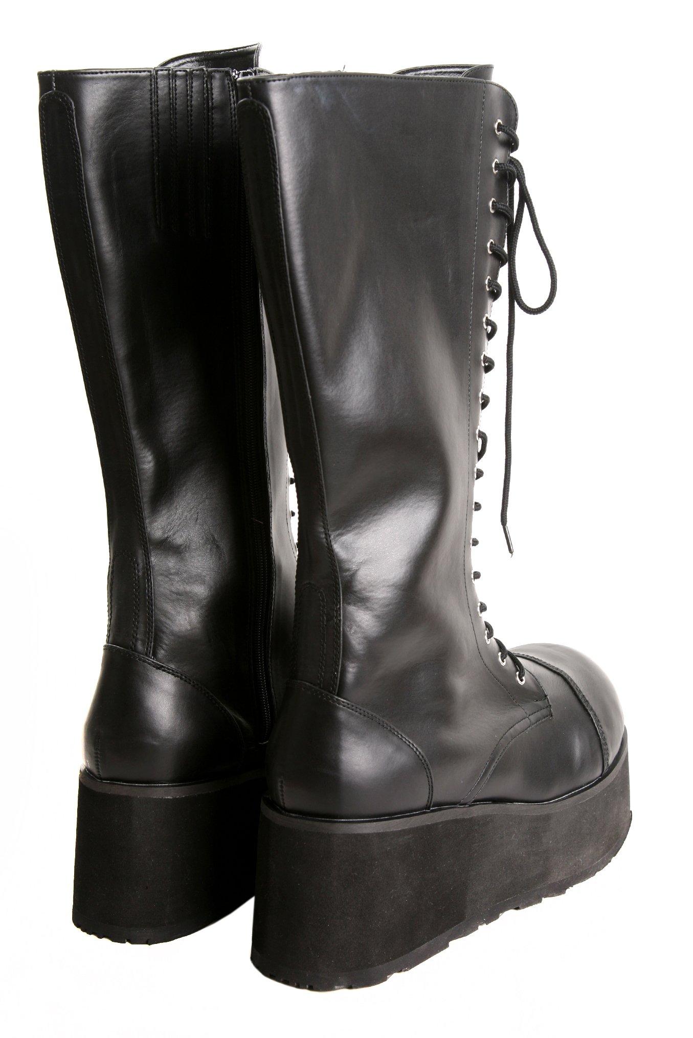 Demonia By Pleaser Black Patent Lace And Zip Boots, , alternate