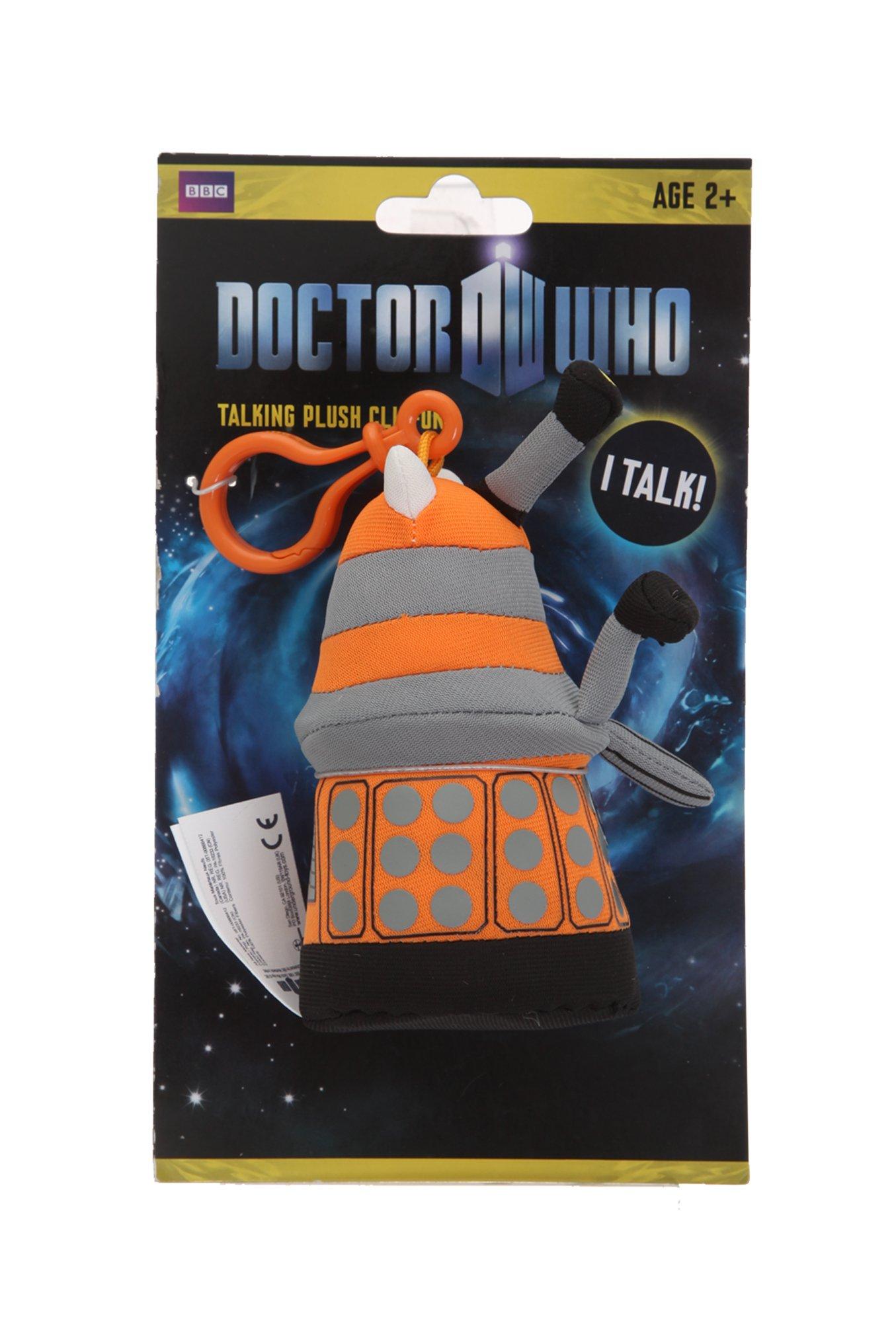 Doctor Who Orange Dalek Mini Talking Plush Clip-On, , alternate