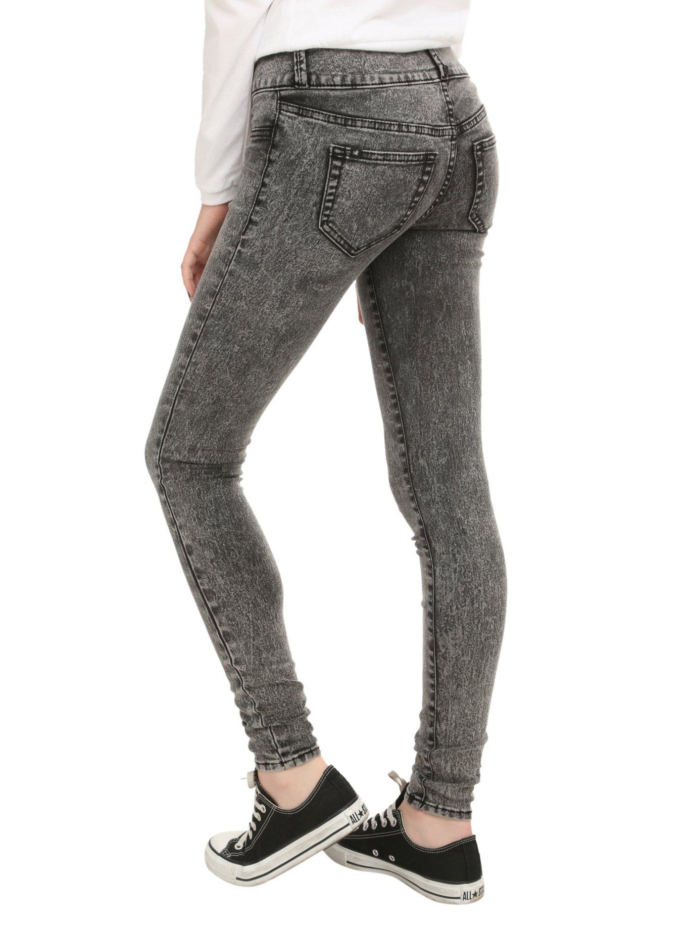 LOVEsick Black Acid Wash Super Skinny Jeans, , alternate