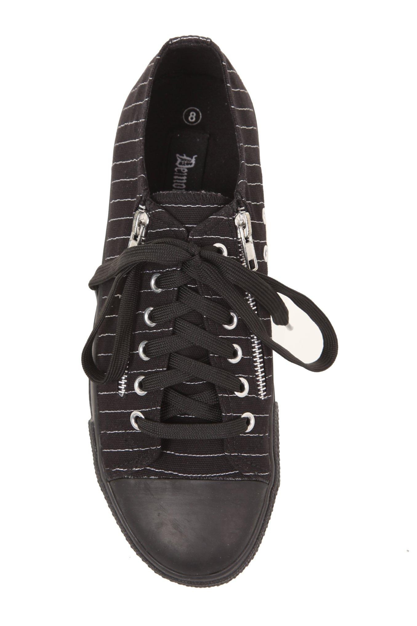 Demonia Deviant Zipper Stripe Canvas Low-Top Sneakers, , alternate