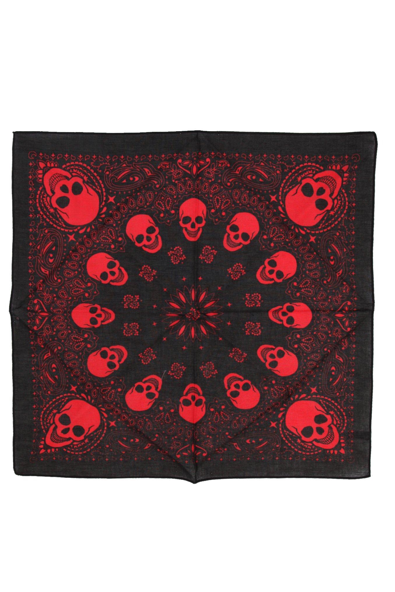 Red And Black Skull Bandana, , alternate