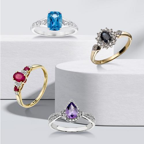 Coloured gemstone rings