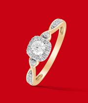 9ct Yellow Gold 0.33ct Total Diamond Solitaire Twist Ring
