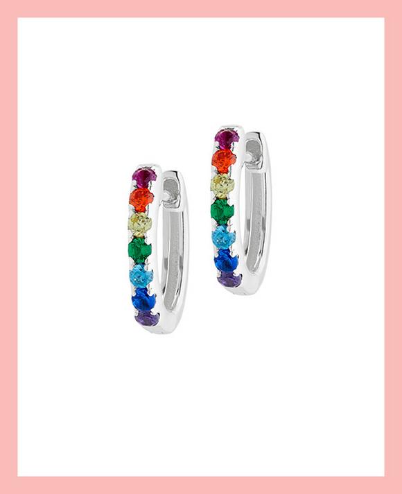 multi coloured stone huggie earrings