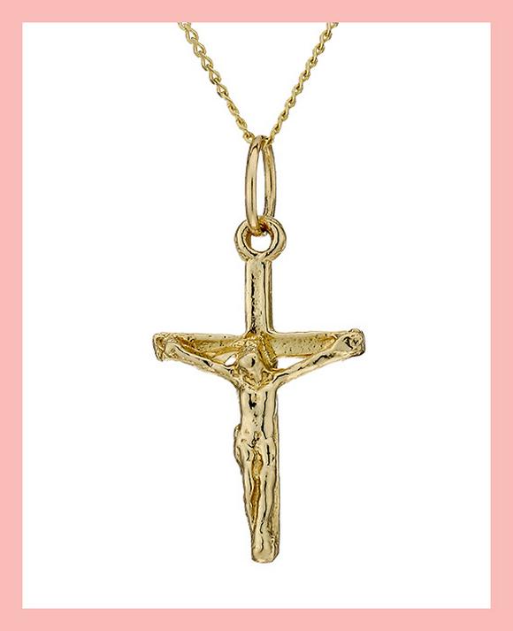 gold crucifix on chain