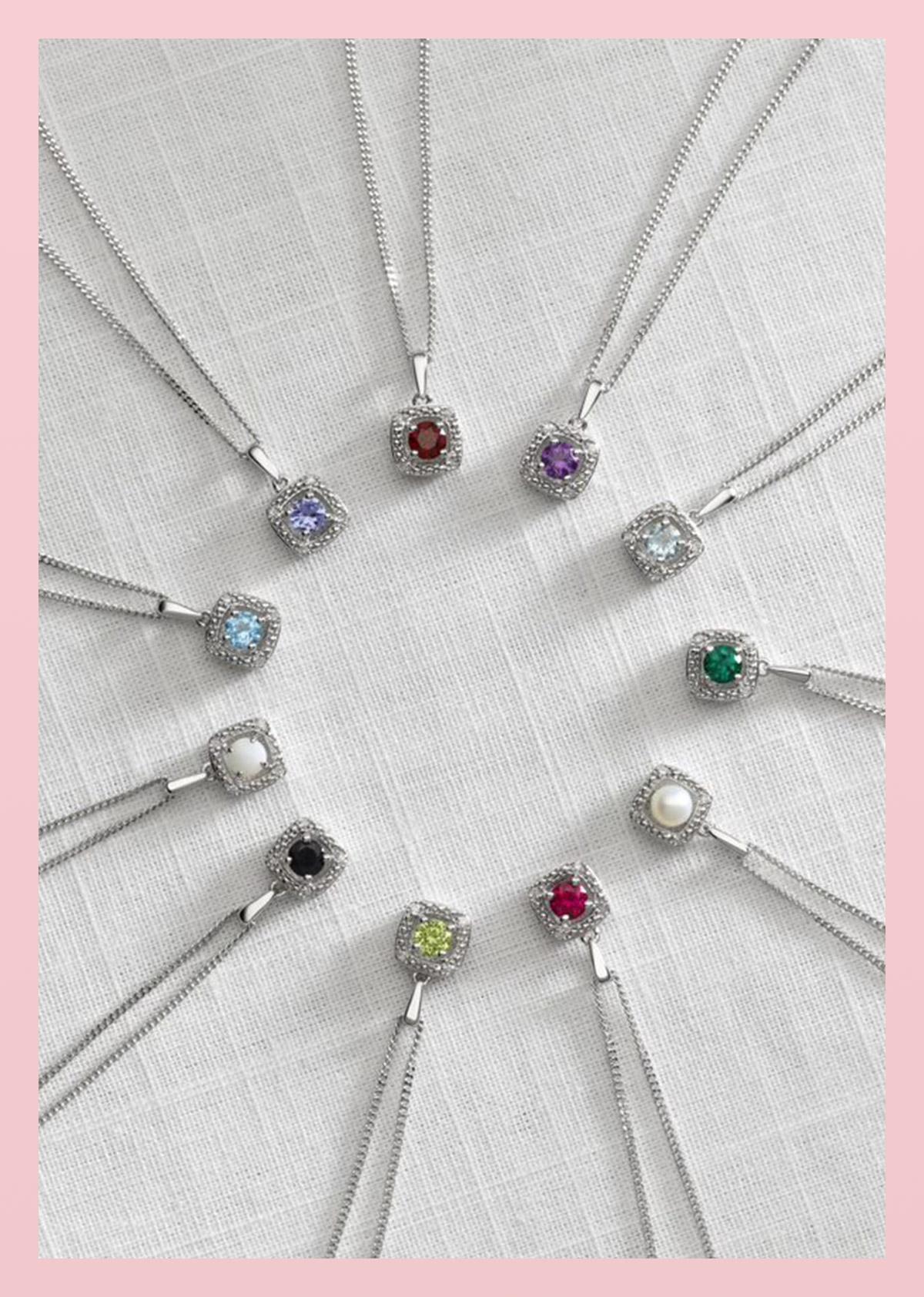 Birthstone necklaces in a circle
