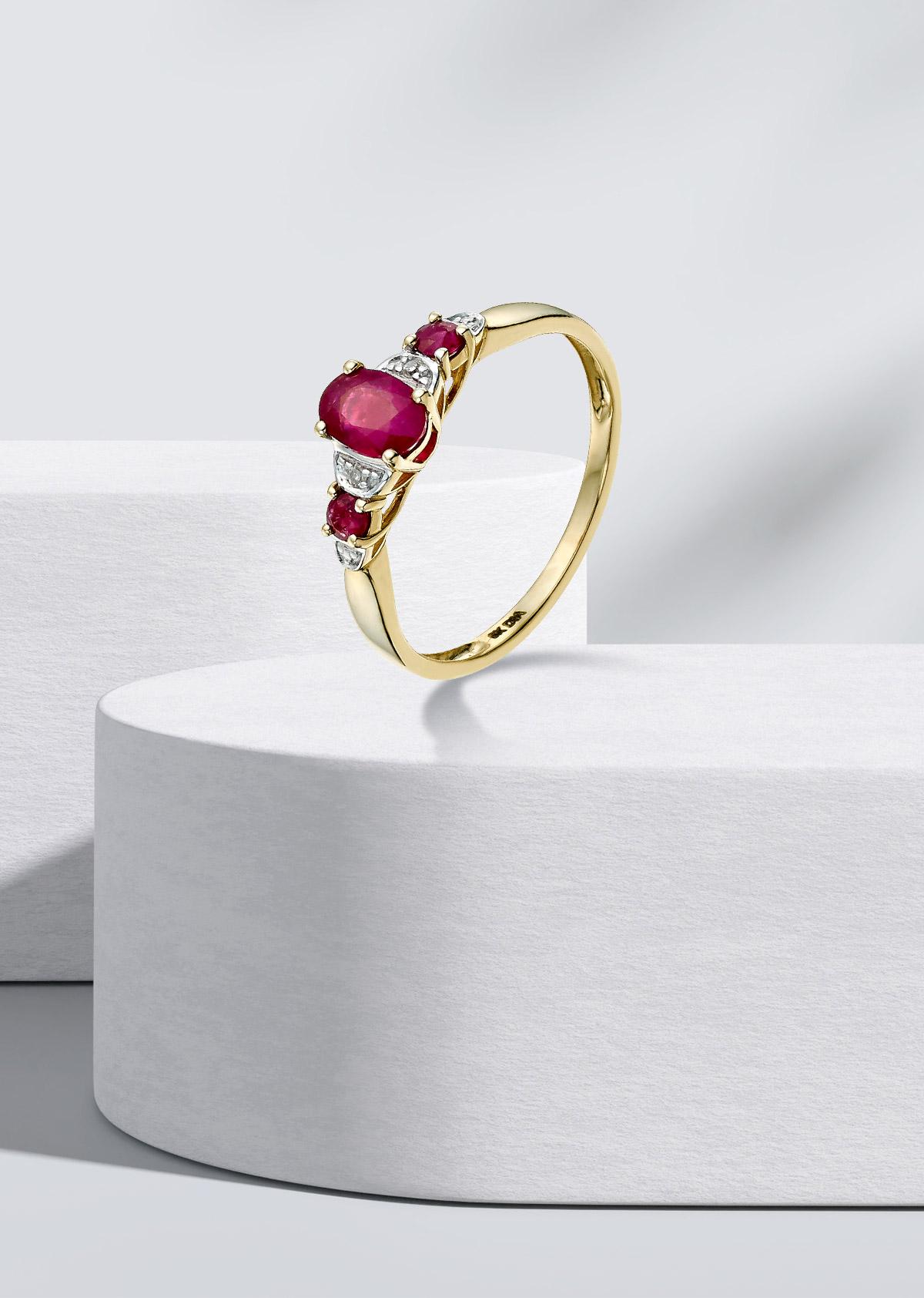 Ruby and diamond gold ring