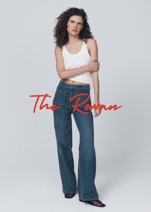 Rowan flared high-waisted jeans in green rinse denim