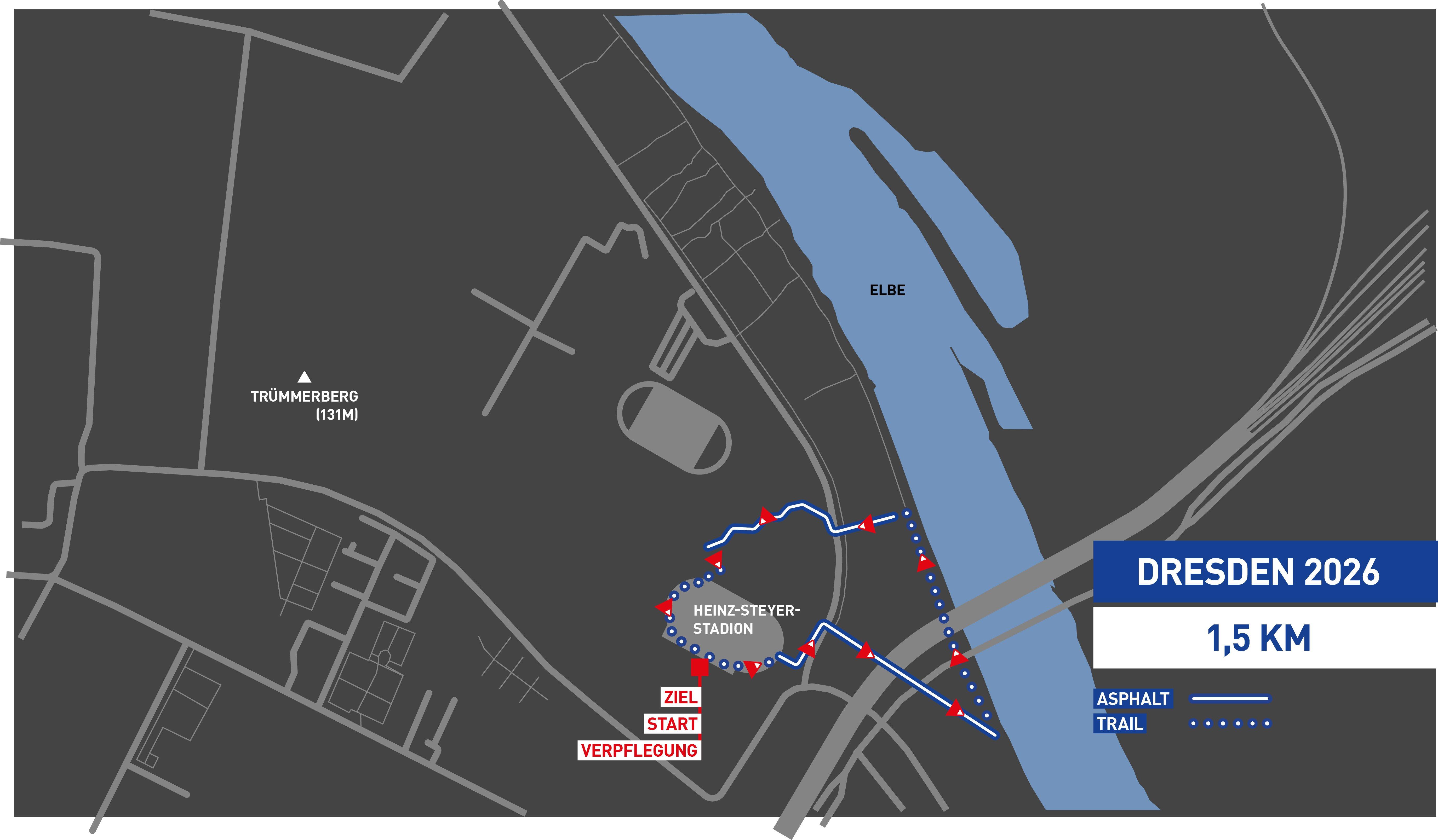 1,5 km Strecke Intersport Urban Trail Run