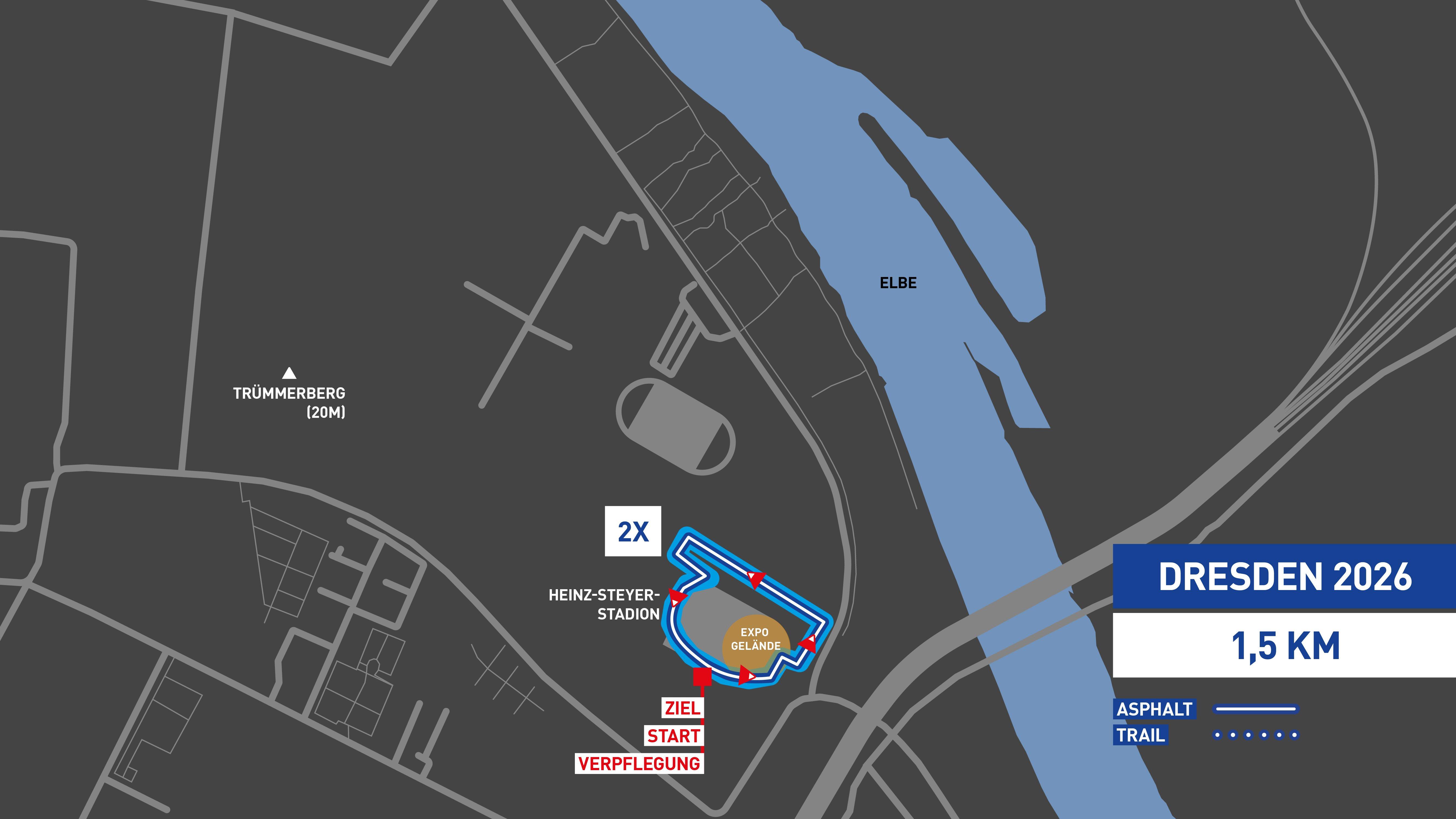 1,5 km Strecke Intersport Urban Trail Run