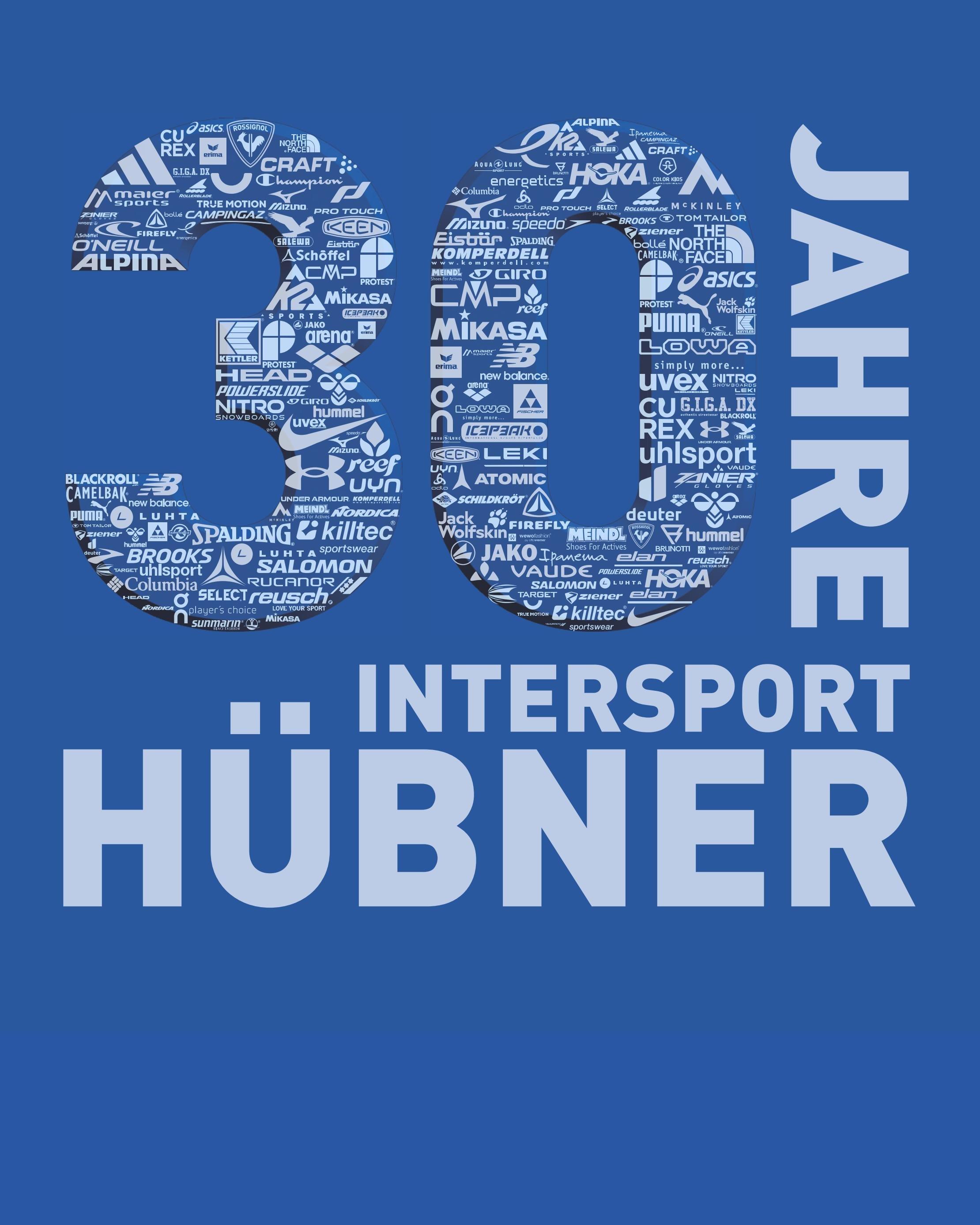 blaues 30 Jahre INTERSPORT Hübner Logo