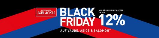 Black Friday Deals - 12% auf asics, Vaude & Salomon