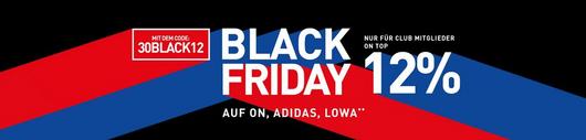 Black Friday Deals - 12% auf ON, adidas & Lowa