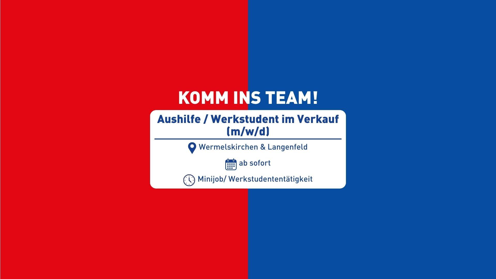 Aushilfe/ Werkstudent im Verkauf (m/w/d) bei INTERSPORT Middendorf in Wermelskirchen oder Langenfeld.