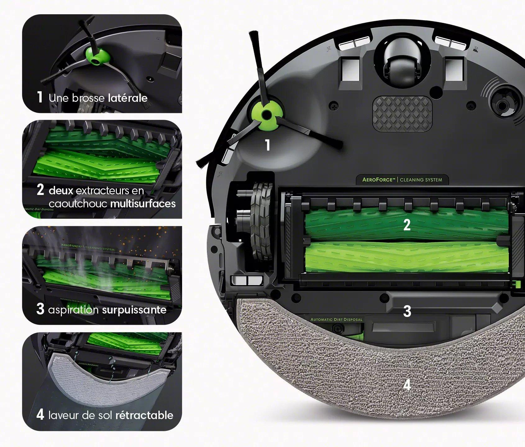 iRobot Roomba Combo j7 robot aspirateur Sans sac Noir, Acier inoxydable