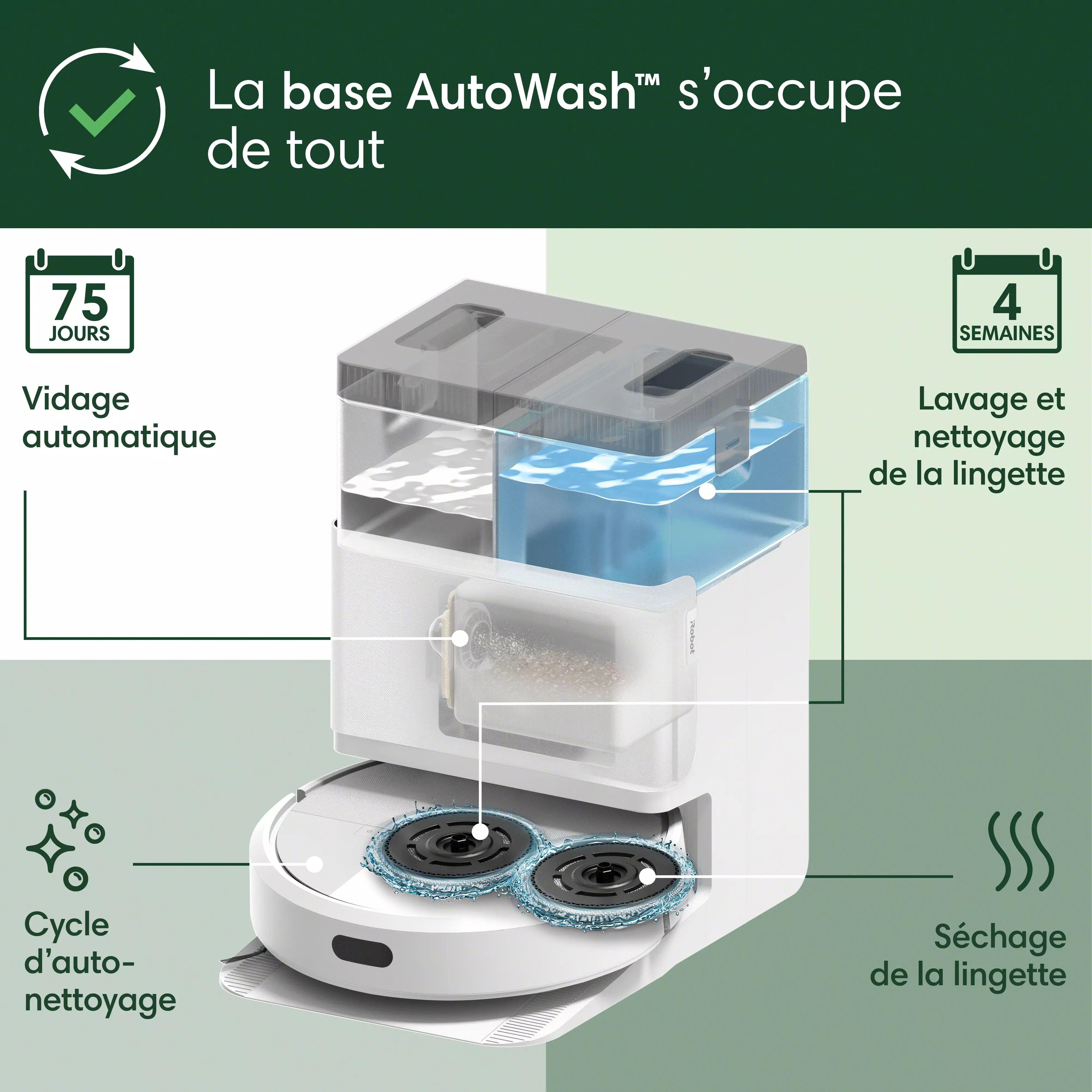 Robot Roomba® Plus 405 Combo + base AutoWash™ - Blanc