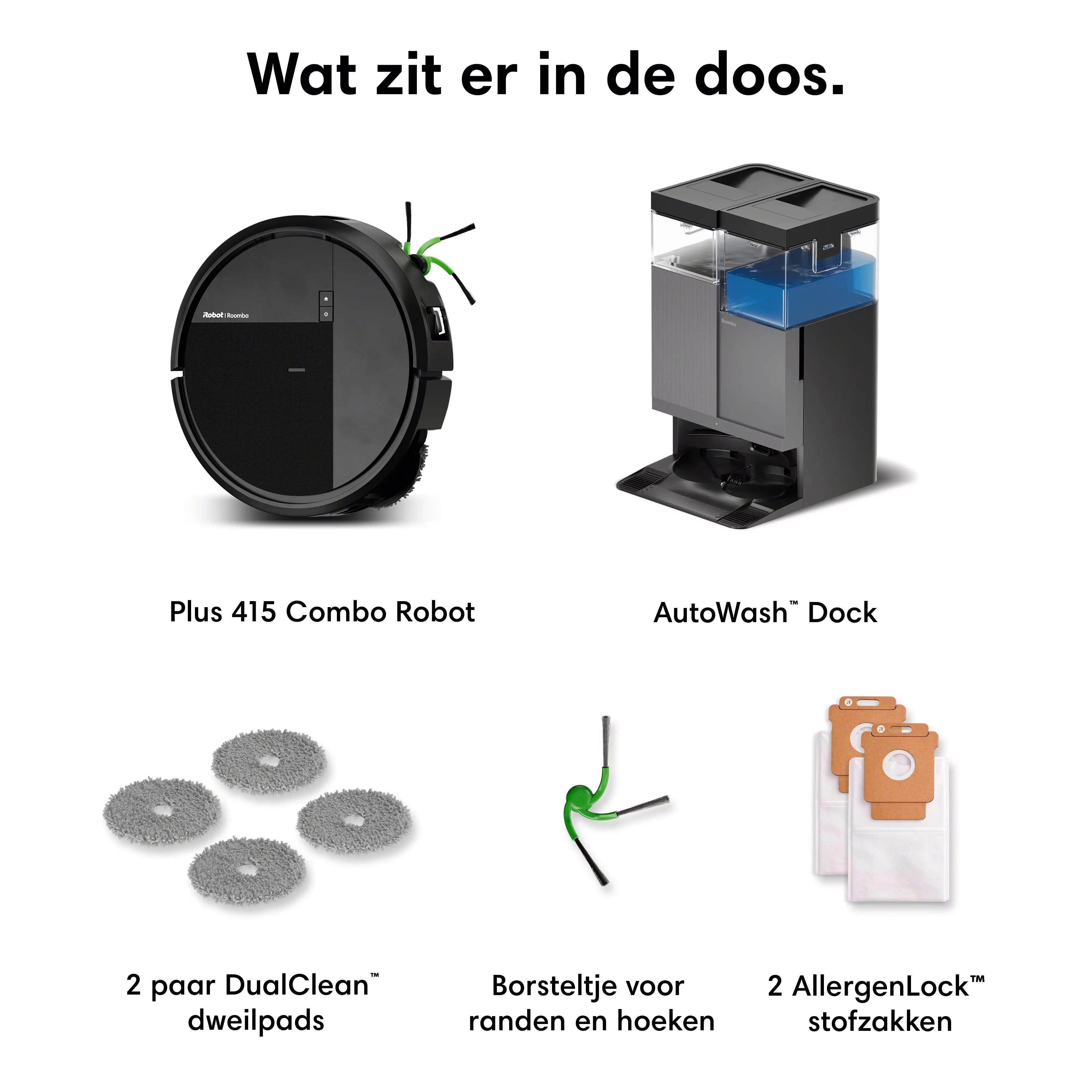 Roomba® Plus 415 Combo Robot + AutoWash™ Dock - Zwart