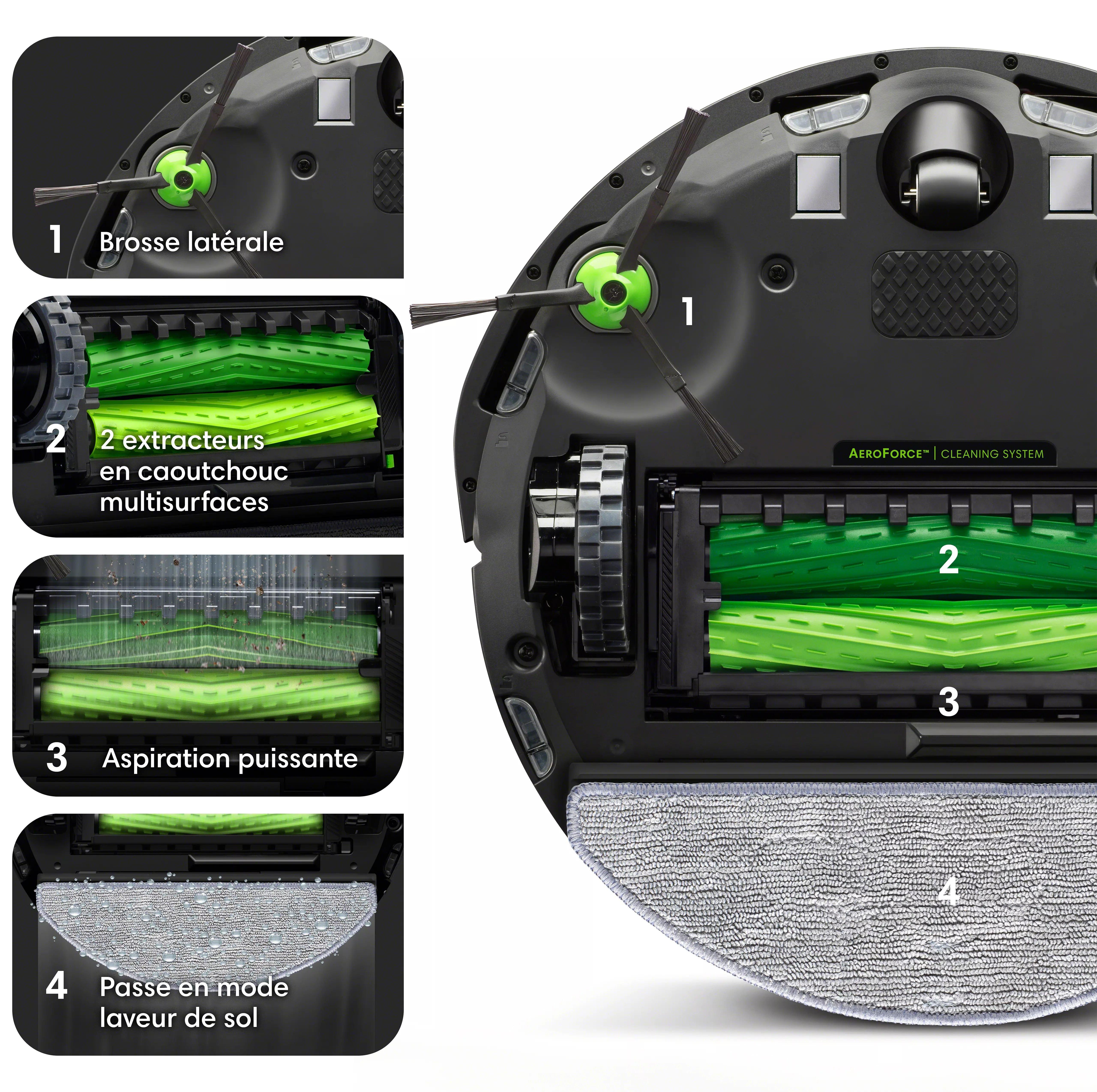 Robot aspirateur et laveur de sols Roomba Combo® j7+, 3x sacs d'élimination  de la saleté + solution de nettoyage