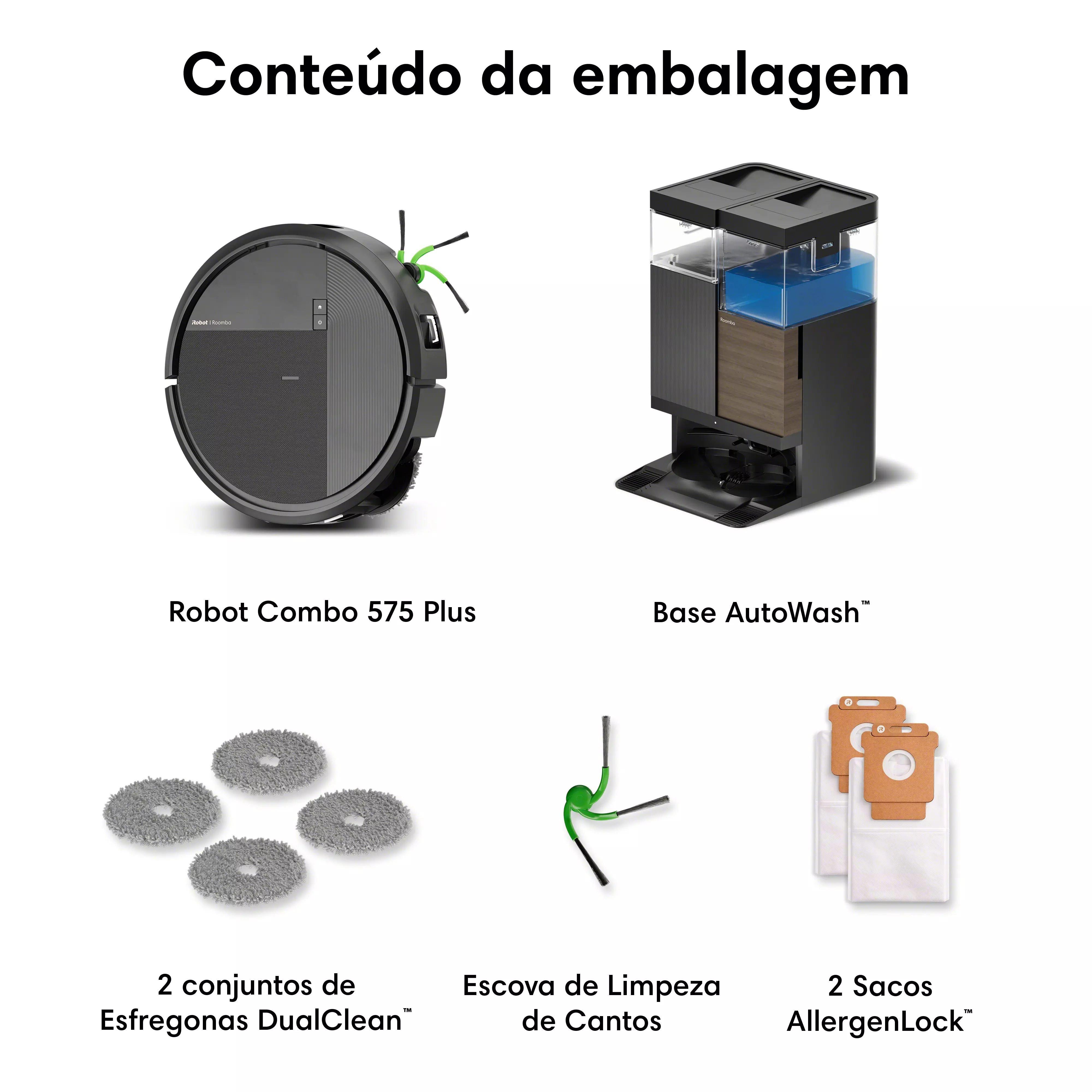 Roomba® Combo 575 Plus + Base AutoWash™ – Preto