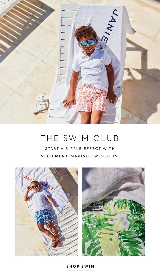 The Swim Club. Start a ripple effect with statement-making swimsuits. Shop the collection for boy.