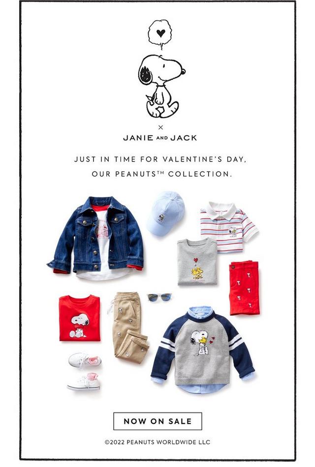 Peanuts x Janie and Jack. Just in time for Valentine's Day, or Peanuts Collection. Now on Sale.