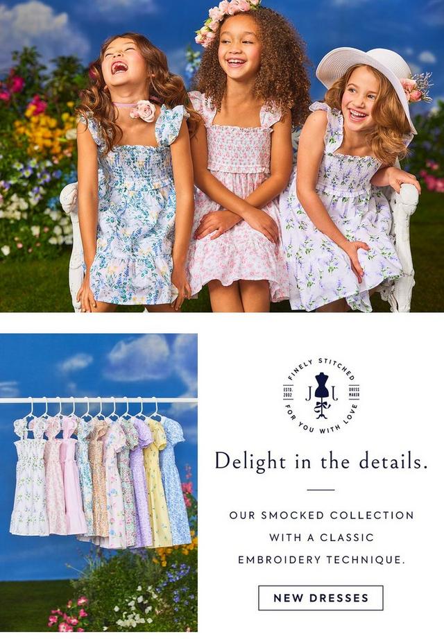 Delight in the details. Our smocked collection with a classic embroidery technique. Shop new dresses.