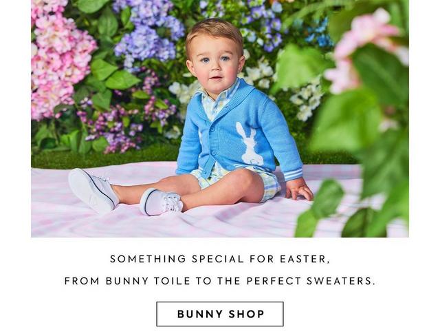 Something special for Easter, from bunny toile to the perfect sweaters. Shop the Bunny Shop.