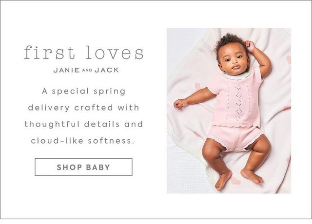 First Loves by Janie and Jack. A special spring delivery crafted with thoughtful details and cloud-like softness. Shop now.