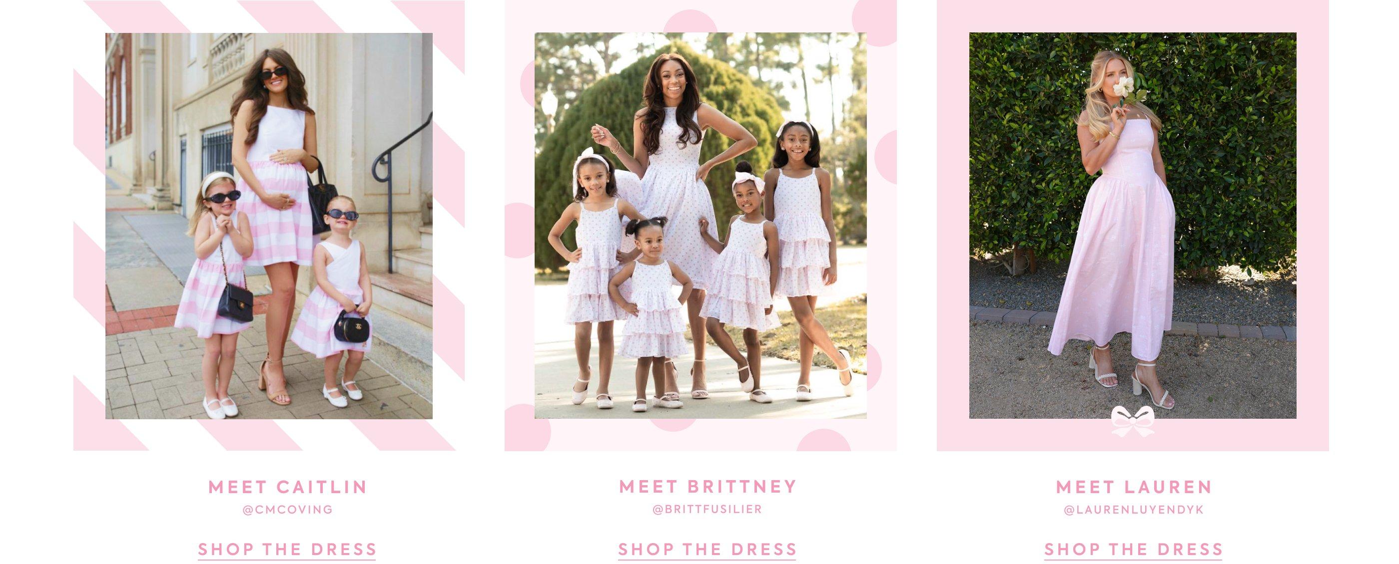Janie and Jack Think Pink Collection. Meet the moms. Shop the dresses.