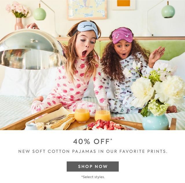 New soft cotton pajamas in our favorite prints with 40% off select styles. Shop now.