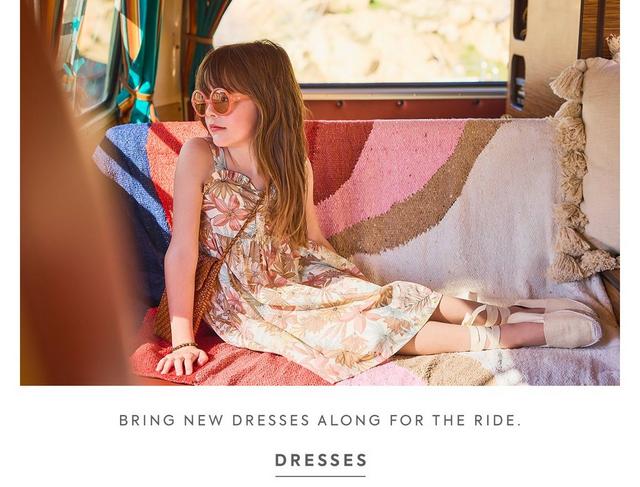 Bring new dresses along for the ride. Shop dresses. 