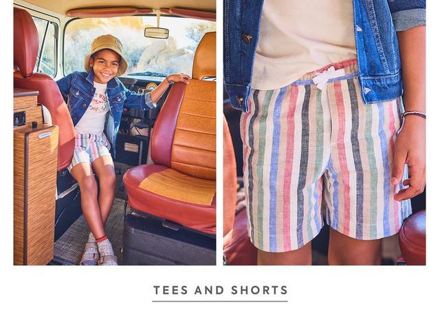 Shop tees and shorts. 