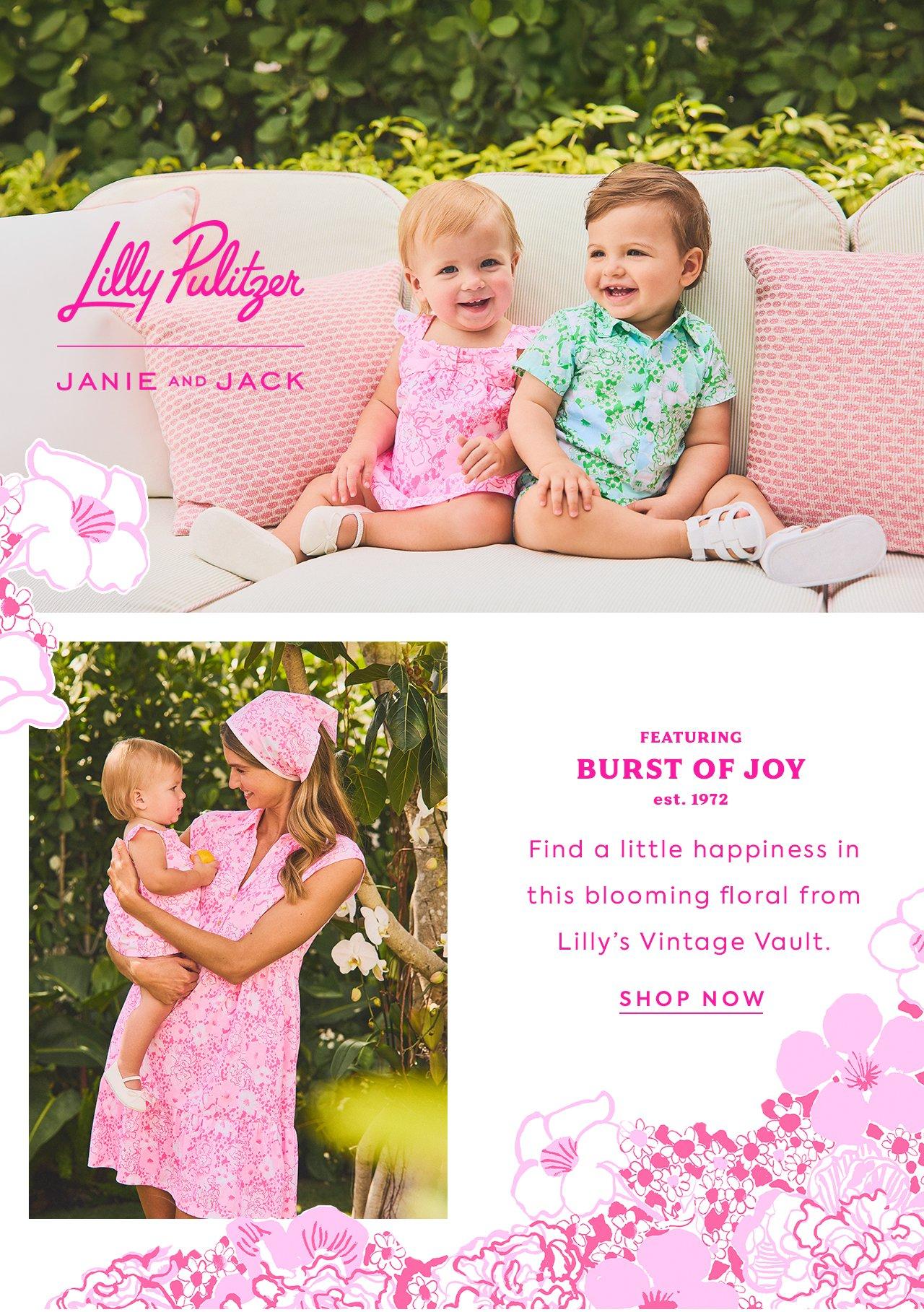 Lilly Pulitzer x Janie and Jack. Featuring Burst of Joy. Find a little happiness in this blooming floral from Lilly's Vintage Vault. Shop Now.