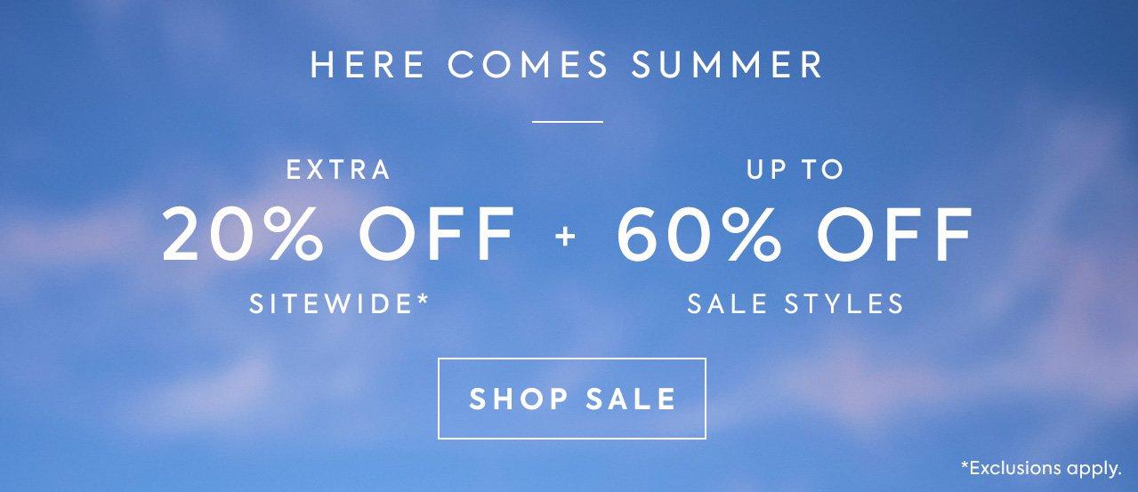 Here Comes Summer: Extra 20% off sitewide*, plus up to 60% off sale styles. Shop Sale. Exclusions apply. 