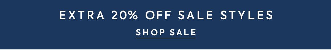 Extra 20% Off Sale Styles. Shop Sale. 