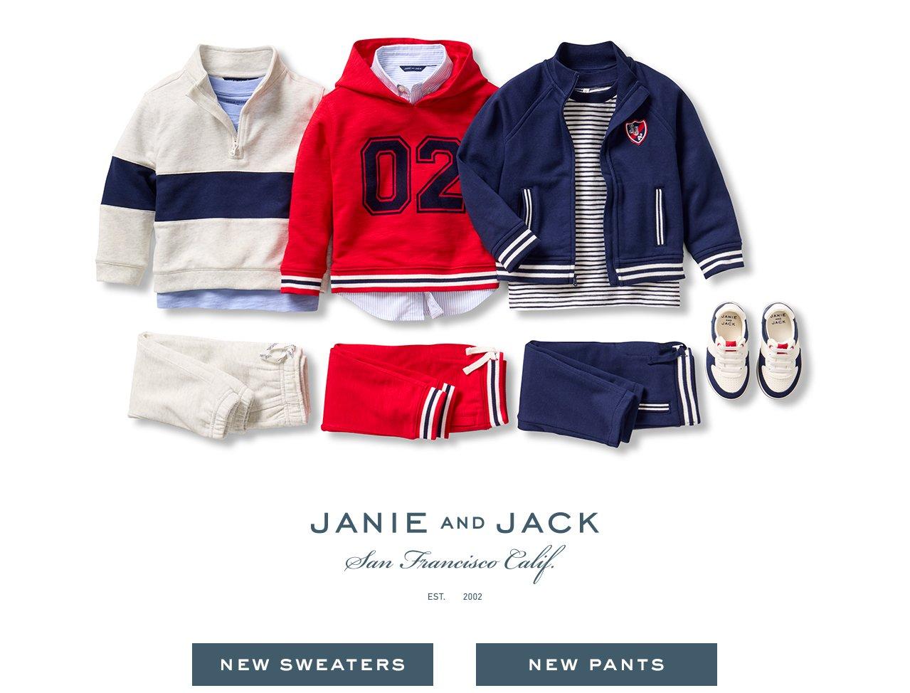 Janie and Jack. San Francisco California. New Sweaters. New Pants. 