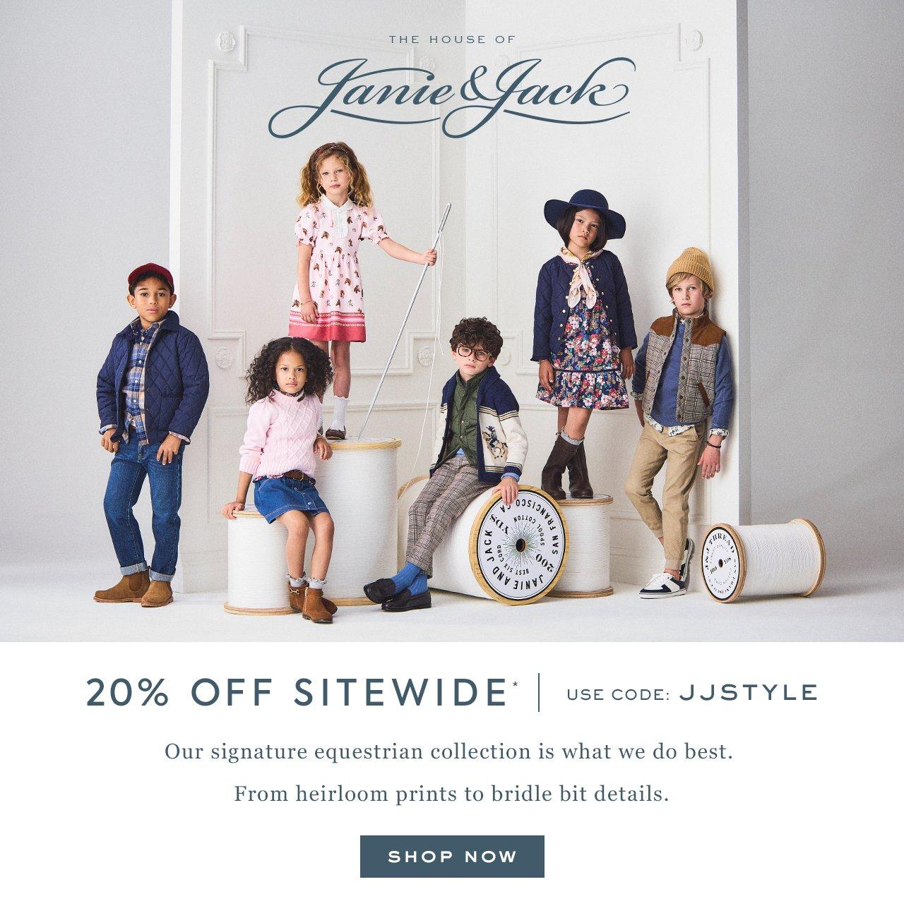 20% Off Sitewide * | Use Code: JJSTYLE. Our signature equestiran collection is what we do best. From heirloom prints to bridle bit details. Shop Now. 