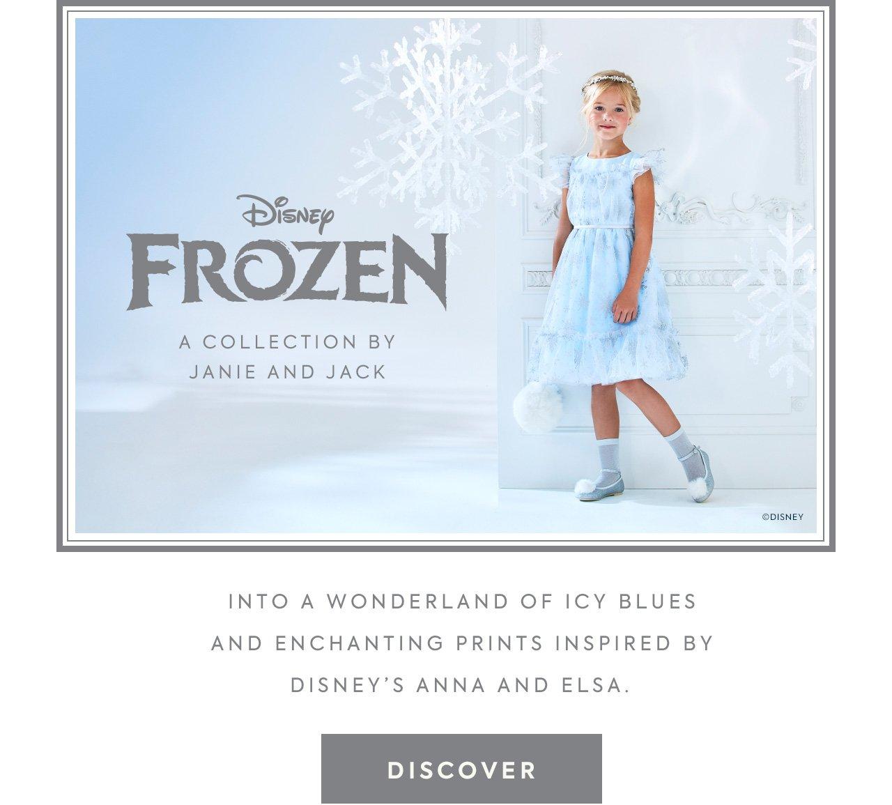 Disney Frozen. A collection by Janie and Jack. Into a wonderland of icy blues and enchanting prints inspired by Disney's Anna and Elsa. Discover.