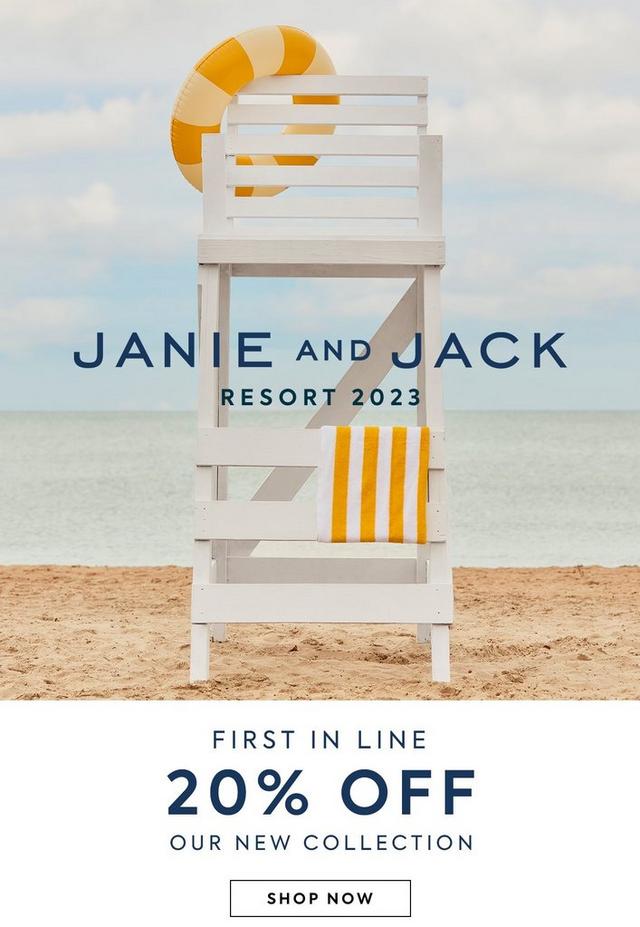Janie and Jack: Resort 2023. Be the first in line and get 20% off our new collection. Shop now.